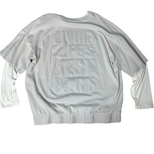 Zara Gray White Eyes and Mind Open Long Sleeve Shirt Mens Large